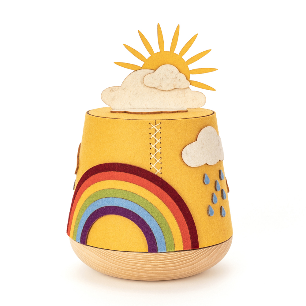 Urne KiU-1 sonnengelb mit Dekor KD1 Regenbogen Urne KiU-1 sonnengelb mit Dekor KD1 Regenbogen