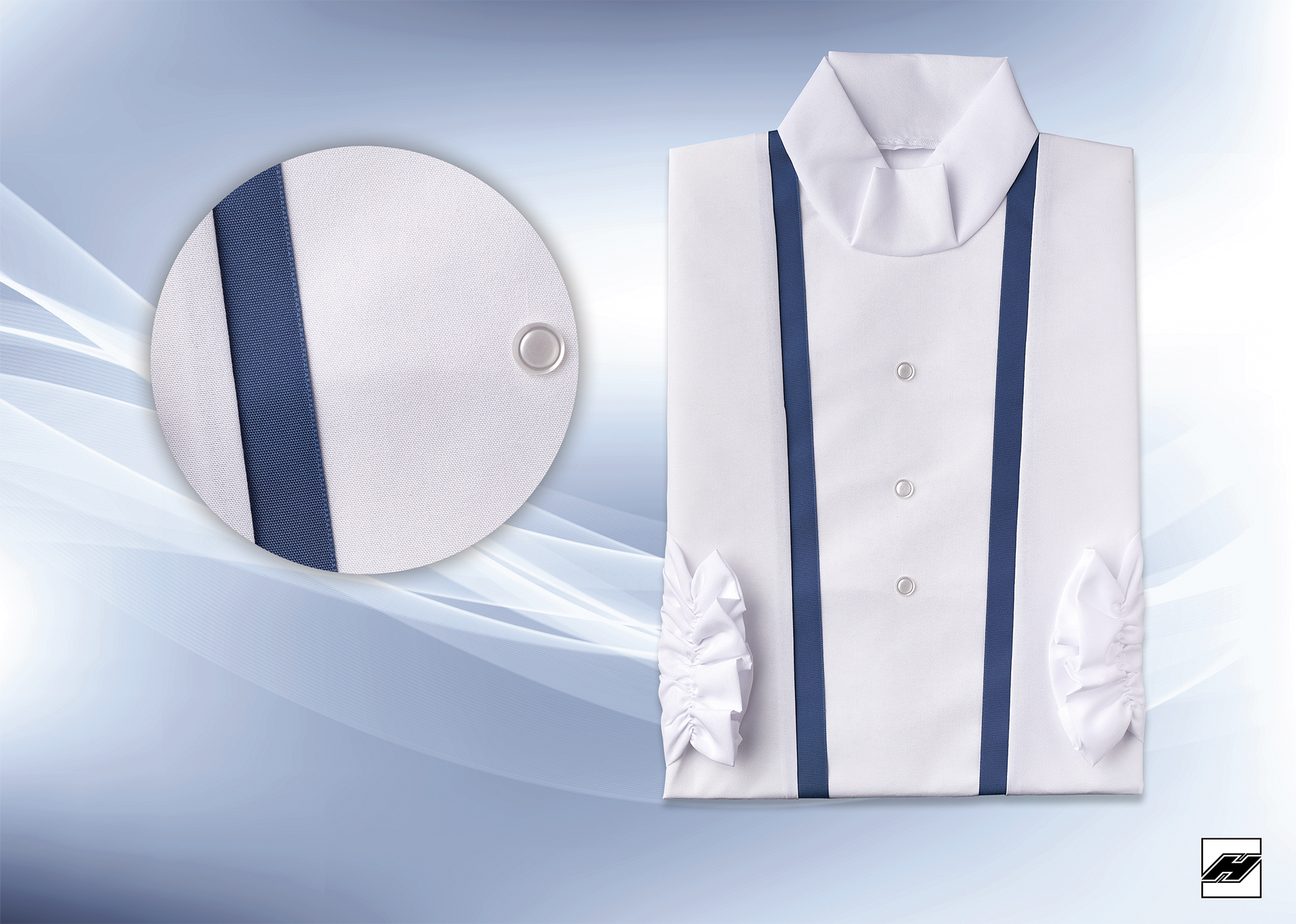 Damenkleid_2545_Microquilt_weiss-_Borde_nachblau