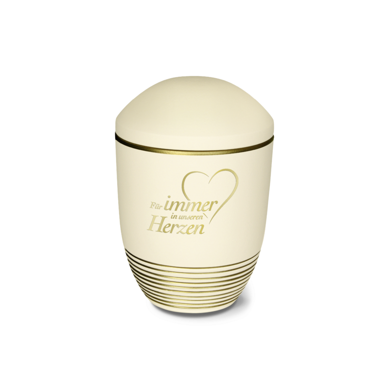 Urne 15059 WAVE sandbeige gold mit Dekor 37240 "Für immer in unseren Herzen" - MIT HERZ gold Urne 15059 WAVE sandbeige gold mit Dekor 37240 "Für immer in unseren Herzen" - MIT HERZ gold