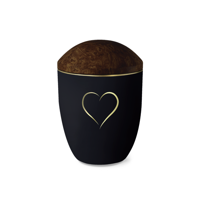 Urne 38629 PRESTIGE PURE basalt mahagoni mit Dekor 36533 SOLITAIRE HERZ gold Urne 38629 PRESTIGE PURE basalt mahagoni mit Dekor 36533 SOLITAIRE HERZ gold