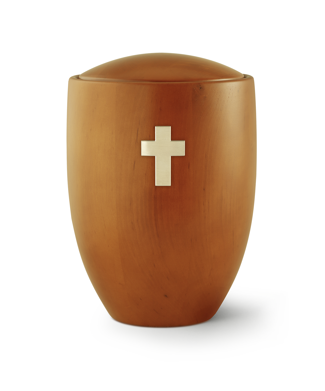 Urne 986-5KB Erle mangofarben, Messingkreuz gebürstet Urne 986-5KB Erle mangofarben, Messingkreuz gebürstet