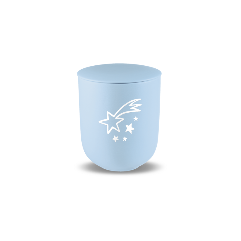 Urne 33947 JUNIOR ELEGANCE 18 hellblau weiß mit Dekor 34487 STERNE weiß
