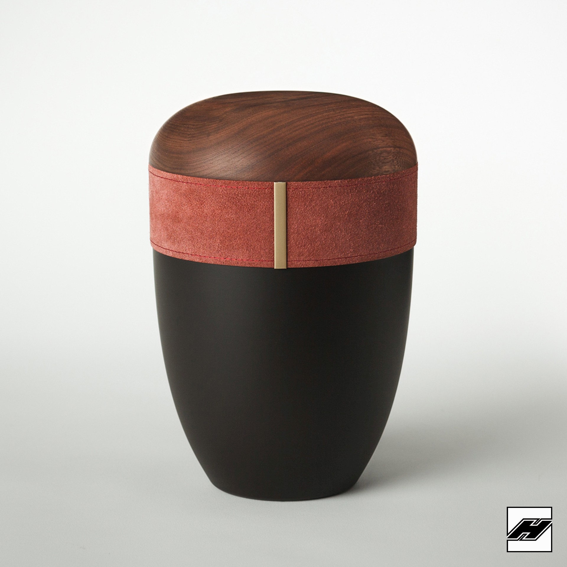 Holz-Lederurne_ant_Wildleder_Bordeaux Urne HLBW-ant Holz/Leder Bordeaux anthrazit, mit Wildleder
