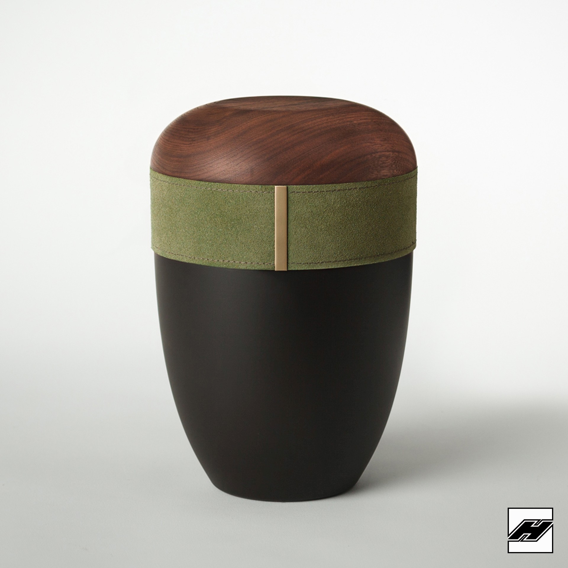 Holz-Lederurne_ant_Wildleder_Smaragd Urne HLSW-ant Holz/Leder Smaragd anthrazit, mit Wildleder