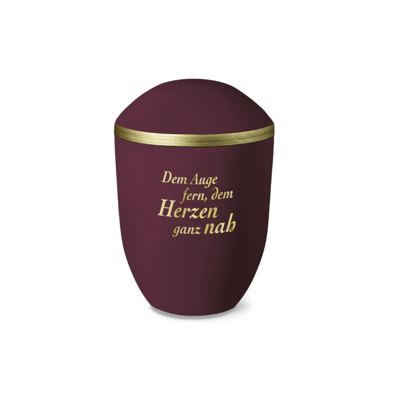 Urne 36145 PURE brombeer gold mit Dekor 38204 „Dem Auge fern, dem Herzen ganz nah” gold Urne 36145 PURE brombeer gold mit Dekor 38204 „Dem Auge fern, dem Herzen ganz nah” gold